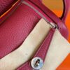 Hermes Mini Lindy TC Leather K1 Garnet red Silver Hardware 19cm Full Handmade