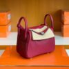 Hermes Mini Lindy TC Leather K1 Garnet red Silver Hardware 19cm Full Handmade