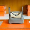 Hermes Mini Lindy TC Leather M8 gris ashpite Silver Hardware 19cm Full Handmade