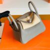 Hermes Mini Lindy TC Leather M8 gris ashpite Silver Hardware 19cm Full Handmade