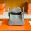 Hermes Mini Lindy TC Leather M8 gris ashpite Silver Hardware 19cm Full Handmade