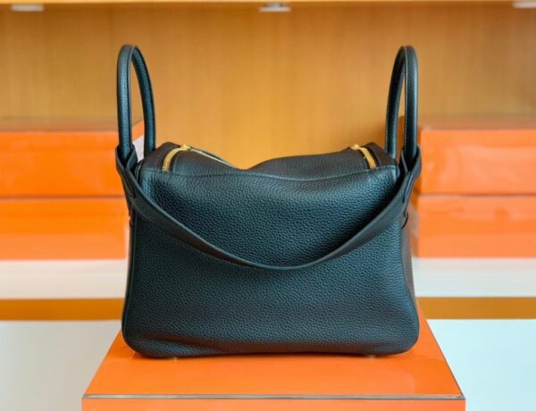 Hermes Lindy TC Leather Black Gold Hardware 30cm Full Handmade