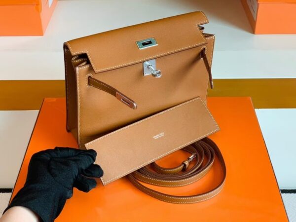 mmexport1679966244535-1024x768-1 Hermes Kelly dance Evercolor Leather Golden Brown Silver Hardware 22cm Full Handmade