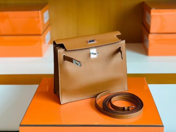 mmexport1679966246027-1024x768-1 Hermes Kelly dance Evercolor Leather Golden Brown Silver Hardware 22cm Full Handmade
