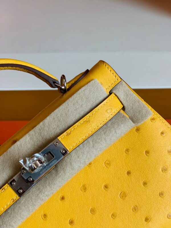 mmexport1679966266042-768x1024-1 Hermes Mini Kelly Ostrich Leather Lemon yellow Silver Hardware 19cm Full Handmade