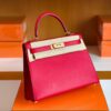 Hermes Kelly Epsom Leather Q5 Bright Red Gold Hardware 28cm Full Handmade