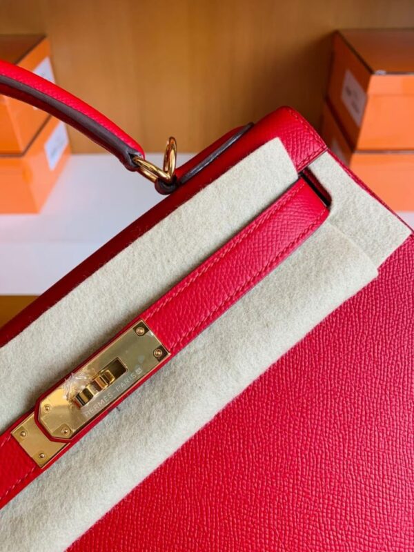mmexport1679966291214-768x1024-1 Hermes Kelly Epsom Leather Q5 Bright Red Gold Hardware 28cm Full Handmade