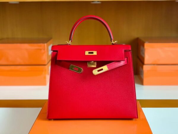 mmexport1679966294339-1024x768-1 Hermes Kelly Epsom Leather Q5 Bright Red Gold Hardware 28cm Full Handmade