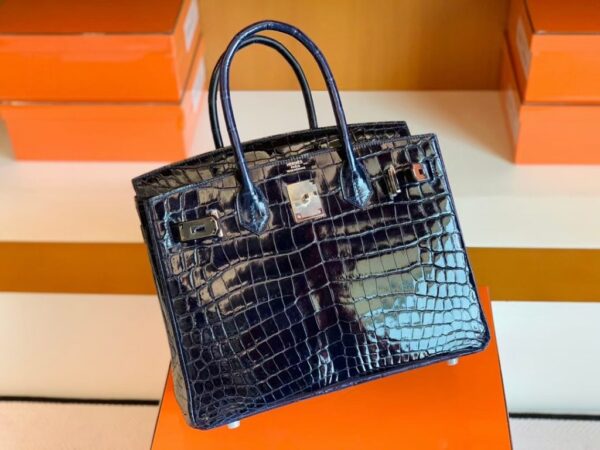 mmexport1679966317633-1024x768-1 Hermes Birkin BLUE NUIT Shiny crocodile 2Z Dark Deep Blue Silver Hardware 30cm Full Handmade