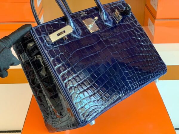 mmexport1679966319130-1024x768-1 Hermes Birkin BLUE NUIT Shiny crocodile 2Z Dark Deep Blue Silver Hardware 30cm Full Handmade