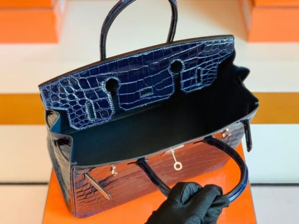 mmexport1679966322009-1024x768-1 Hermes Birkin BLUE NUIT Shiny crocodile 2Z Dark Deep Blue Silver Hardware 30cm Full Handmade