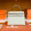 Hermes Kelly Epsom M8 gris ashpite & 10 Craie White Silver Hardware 25cm Full Handmade