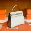 Hermes Kelly Epsom M8 gris ashpite & 10 Craie White Silver Hardware 25cm Full Handmade