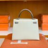 Hermes Kelly Epsom M8 gris ashpite & 10 Craie White Silver Hardware 25cm Full Handmade