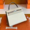Hermes Kelly Epsom M8 gris ashpite & 10 Craie White Silver Hardware 25cm Full Handmade