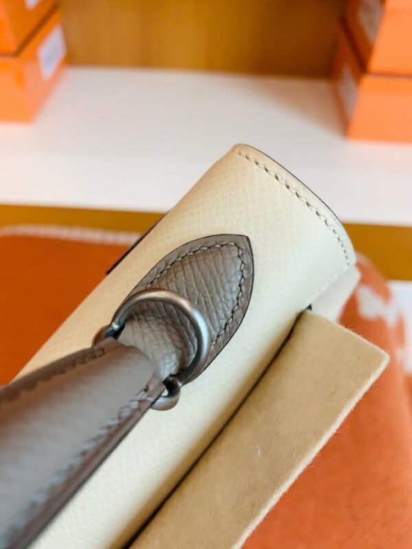 Hermes Kelly Epsom M8 gris ashpite & 10 Craie White Silver Hardware 25cm Full Handmade