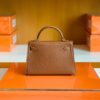 Hermes Mini Kelly Chevre Leather Saddle Brown Gold Hardware 19cm Full Handmade