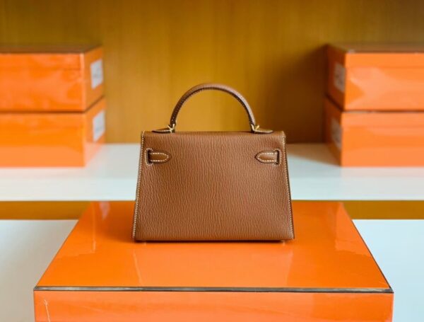 mmexport1679967037305-1024x776-1 Hermes Mini Kelly Chevre Leather Saddle Brown Gold Hardware 19cm Full Handmade