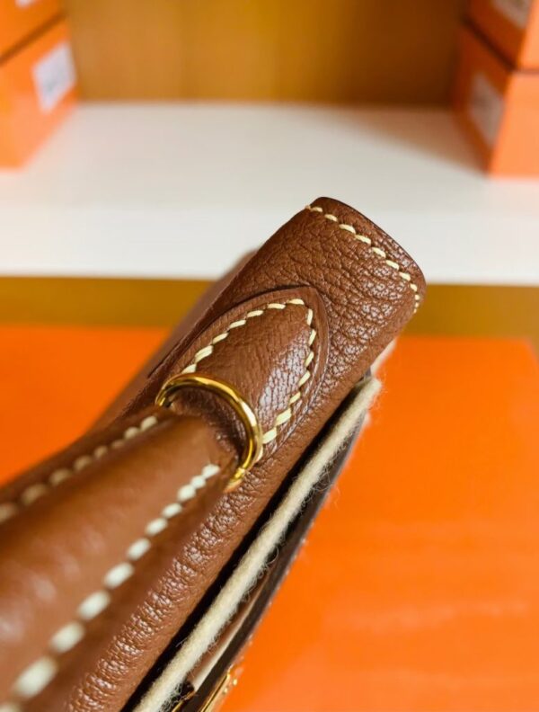 mmexport1679967041496-776x1024-1 Hermes Mini Kelly Chevre Leather Saddle Brown Gold Hardware 19cm Full Handmade