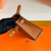 Hermes Mini Kelly Chevre Leather Saddle Brown Gold Hardware 19cm Full Handmade