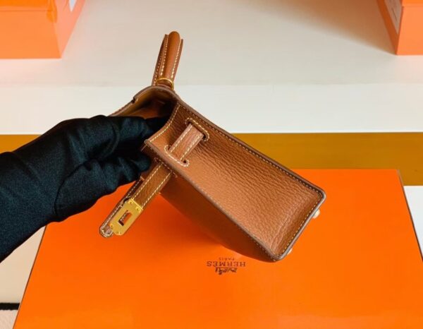 mmexport1679967047454-1024x795-1 Hermes Mini Kelly Chevre Leather Saddle Brown Gold Hardware 19cm Full Handmade
