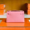 Hermes Mini Kelly Pochette Epsom 1Q Creamy Pink Gold Hardware 22cm Full Handmade