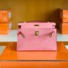 Hermes Mini Kelly Pochette Epsom 1Q Creamy Pink Gold Hardware 22cm Full Handmade
