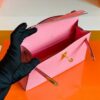Hermes Mini Kelly Pochette Epsom 1Q Creamy Pink Gold Hardware 22cm Full Handmade