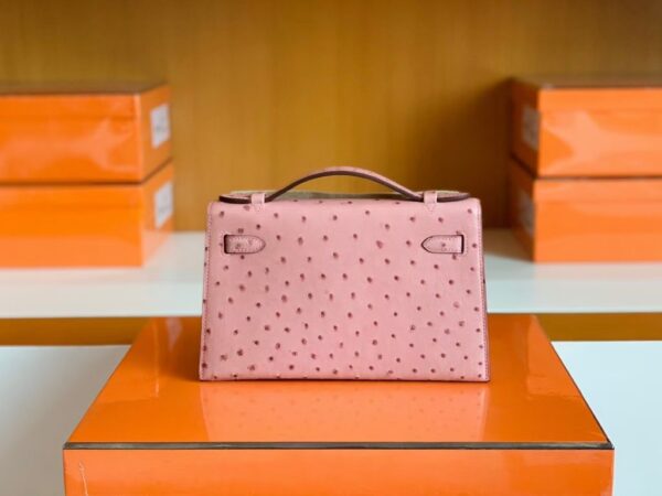 mmexport1679967189492-1024x768-1 Hermes Mini Kelly Pochette Ostrich Leather CK94 sakura pink Silver Hardware 22cm Full Handmade