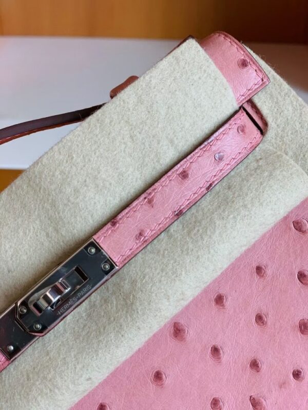 mmexport1679967192364-768x1024-1 Hermes Mini Kelly Pochette Ostrich Leather CK94 sakura pink Silver Hardware 22cm Full Handmade