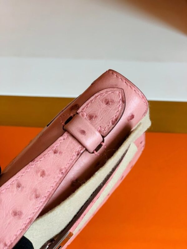 mmexport1679967193973-768x1024-1 Hermes Mini Kelly Pochette Ostrich Leather CK94 sakura pink Silver Hardware 22cm Full Handmade