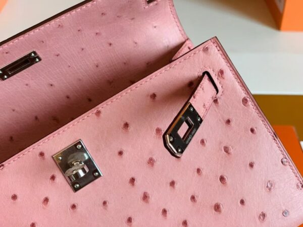 mmexport1679967195406-1024x768-1 Hermes Mini Kelly Pochette Ostrich Leather CK94 sakura pink Silver Hardware 22cm Full Handmade