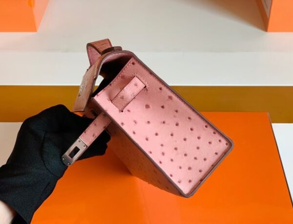 mmexport1679967200107-1024x783-1 Hermes Mini Kelly Pochette Ostrich Leather CK94 sakura pink Silver Hardware 22cm Full Handmade