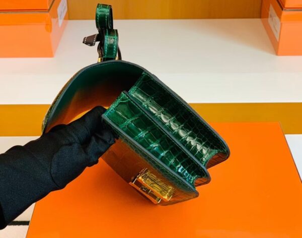 Hermes Constance Shiny Alligator crocodile 6Q jade green Gold Hardware 18cm Full Handmade