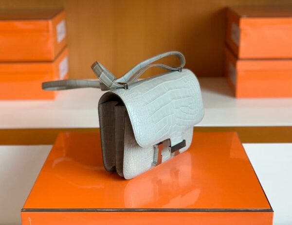 mmexport1679967342573-1024x791-1 Hermes Constance Matte Alligator crocodile Pearl grey Silver Hardware 18cm Full Handmade