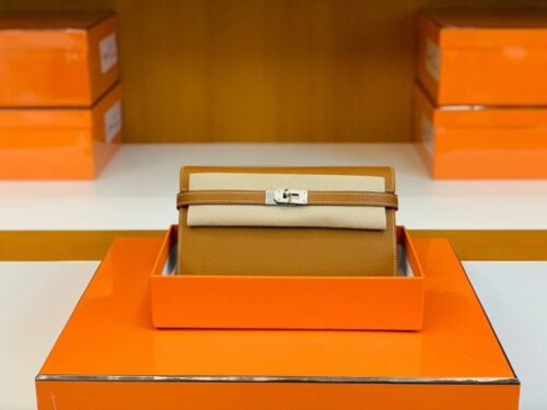 Hermes Kelly To Go Epsom Golden Brown Silver Hardware 20cm Full Handmade