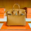 Hermes Birkin Epsom Golden Brown Silver Hardware 25cm Full Handmade