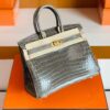 Hermes Birkin Shiny Niloticus crocodile turtledove grey Gold Hardware 25cm Full Handmade