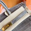 Hermes Birkin Shiny Niloticus crocodile turtledove grey Gold Hardware 25cm Full Handmade