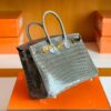 Hermes Birkin Shiny Niloticus crocodile turtledove grey Gold Hardware 25cm Full Handmade