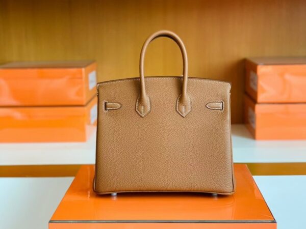 Hermes Birkin Togo Golden Brown Silver Hardware 25cm Full Handmade