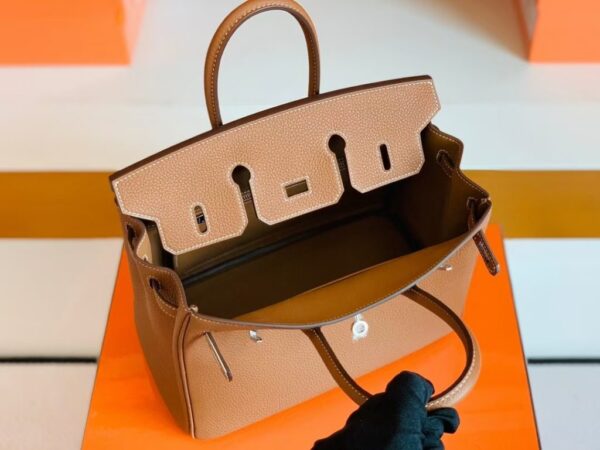 Hermes Birkin Togo Golden Brown Silver Hardware 25cm Full Handmade