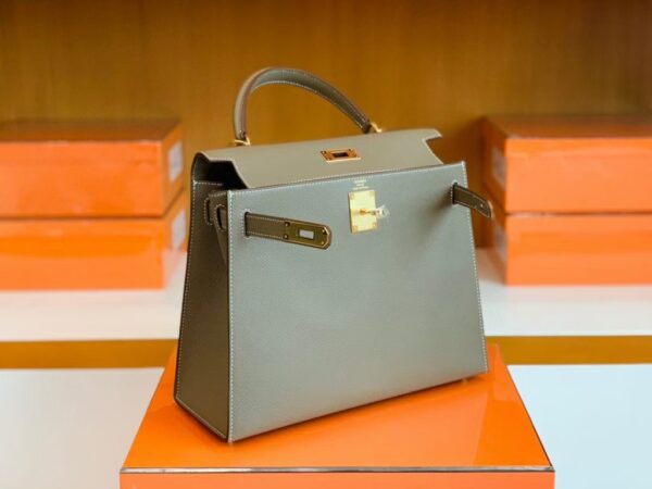 Hermes Kelly Epsom Etoupe Grey Gold Hardware 28cm Full Handmade