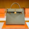 Hermes Kelly Epsom Etoupe Grey Gold Hardware 28cm Full Handmade