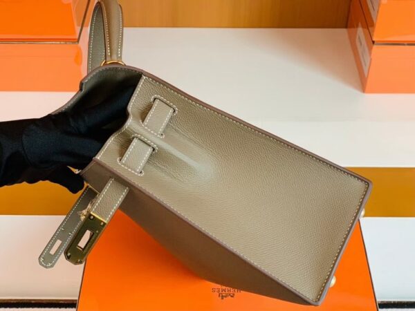 Hermes Kelly Epsom Etoupe Grey Gold Hardware 28cm Full Handmade
