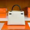 Hermes Kelly Epsom Creamy White & Black Gold Hardware 25cm Full Handmade