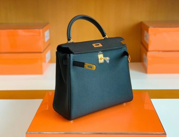 mmexport1681810299639-1024x781-1 Hermes Kelly Togo CK89 Black Gold Hardware 25cm Full Handmade