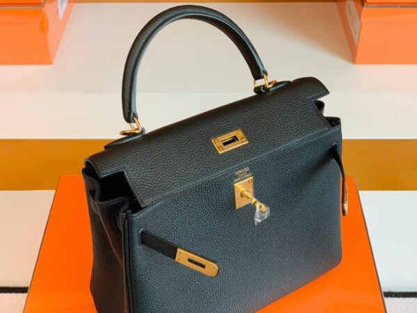mmexport1681810302316-1024x768-1 Hermes Kelly Togo CK89 Black Gold Hardware 25cm Full Handmade