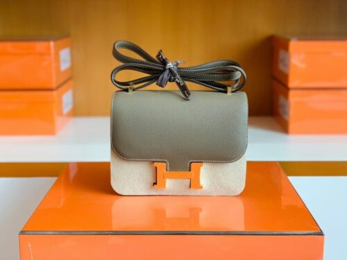 Hermes Constance Epsom CK18 Etoupe Grey Gold Hardware 18cm Full Handmade