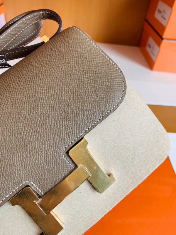 Hermes Constance Epsom CK18 Etoupe Grey Gold Hardware 18cm Full Handmade